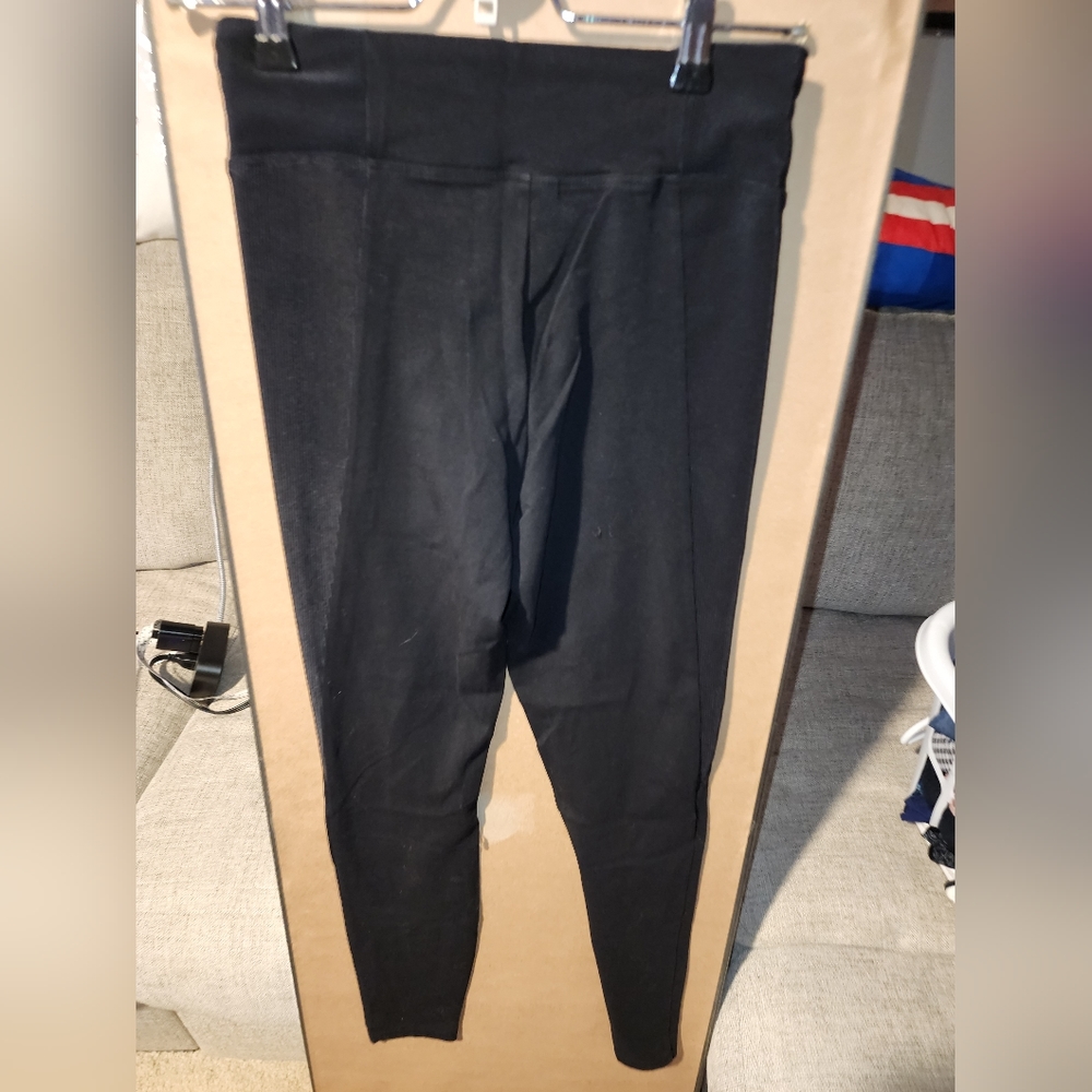 EXPRESS Stretch Casual Dress Black Ribbed Panel Super High Waist Leggings Worn 1 - Picture 7 of 7